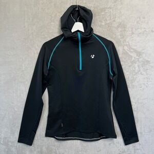 Bontrager Cycling 1/4 Zip Long Sleeve Women's Black & Blue Hooded Jersey Large